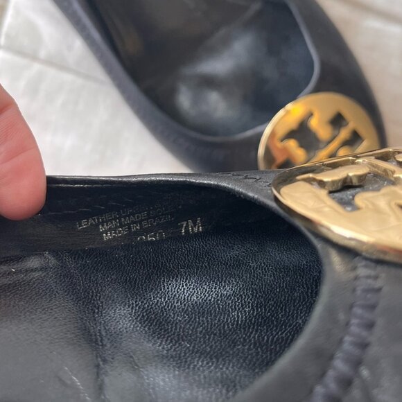 Tory Burch Black Leather Ballet Flat 7 - Picture 13 of 15